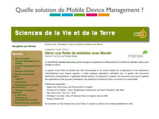 Quelle solution de Mobile Device Management ?
 