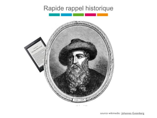 Rapide rappel historique
source wikimedia : Johannes Gutenberg
 