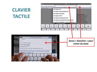 CLAVIER
TACTILE
Zones « blanches » pour
entrer du texte
 