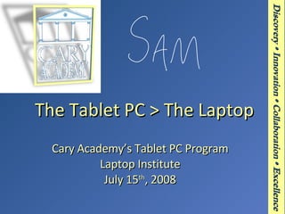 The Tablet PC > The Laptop Cary Academy’s Tablet PC Program Laptop Institute July 15 th , 2008 