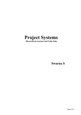 Page 1 of 9
Project Systems
Hierarchical structure and Table links
Swarna S
 