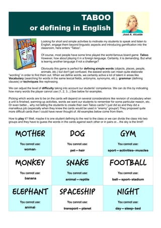 Taboo / Defining in English | PDF