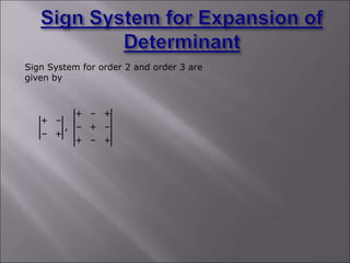 Sign System for order 2 and order 3 are
given by
+ – +
+ –
, – + –
– +
+ – +
 