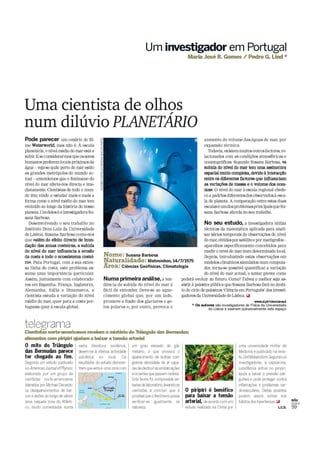 «Uma cientista de olhos num dilúvio PLANETÁRIO», RevistaTabu (SOL) 20-08-2010