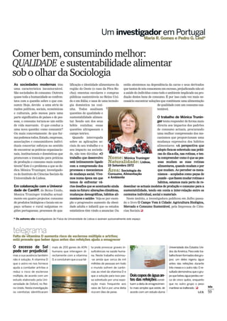 «Comer bem, consumindo melhor: QUALIDADE e sustentabilidade alimentar sob o olhar da Sociologia» Revista Tabu (SOL) 3-09-2010