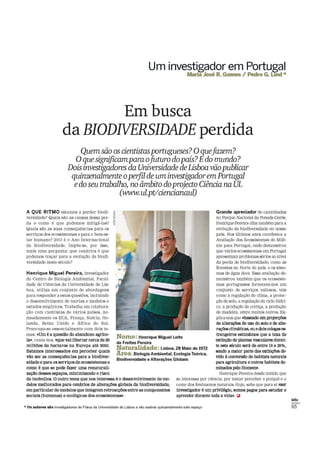 «Em busca da BIODEVERSIDADE perdida», Revista Tabu (SOL) 6-08-2010