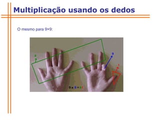O mesmo para 9 × 9: Multiplicação usando os dedos 