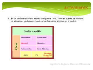 Tabulaciones y tablas word