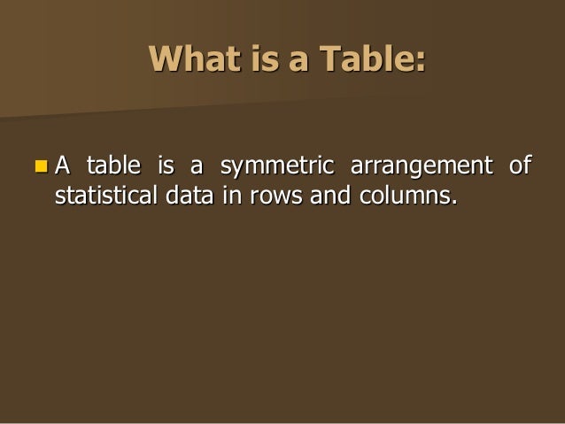 Tabulation