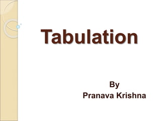 Tabulation
By
Pranava Krishna
 