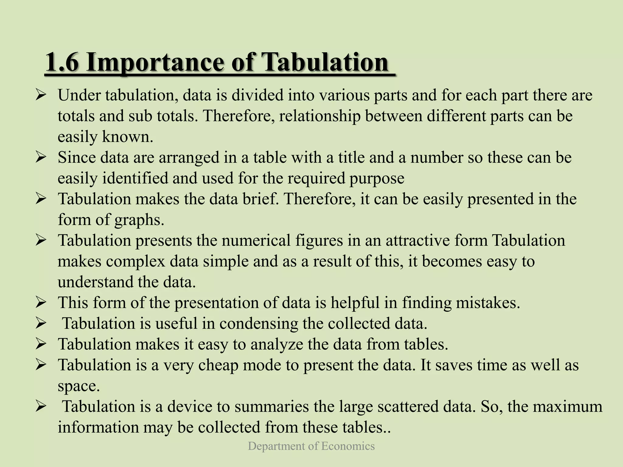 Tabulation of data | PPTX | Databases | Computer Software and Applications