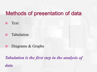 Tabulation of Data, Frequency Distribution, Contingency table | PPTX