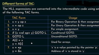 Three address code generation- Compiler design | PPT
