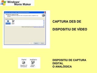 CAPTURA DES DE  DISPOSITIU DE VÍDEO DISPOSITIU DE CAPTURA DIGITAL  O ANALÒGICA 