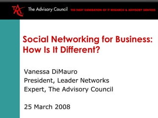 The difference between B2B and B2C community Vanessa DiMauro CEO Leader Networks www.leadernetworks.com v 