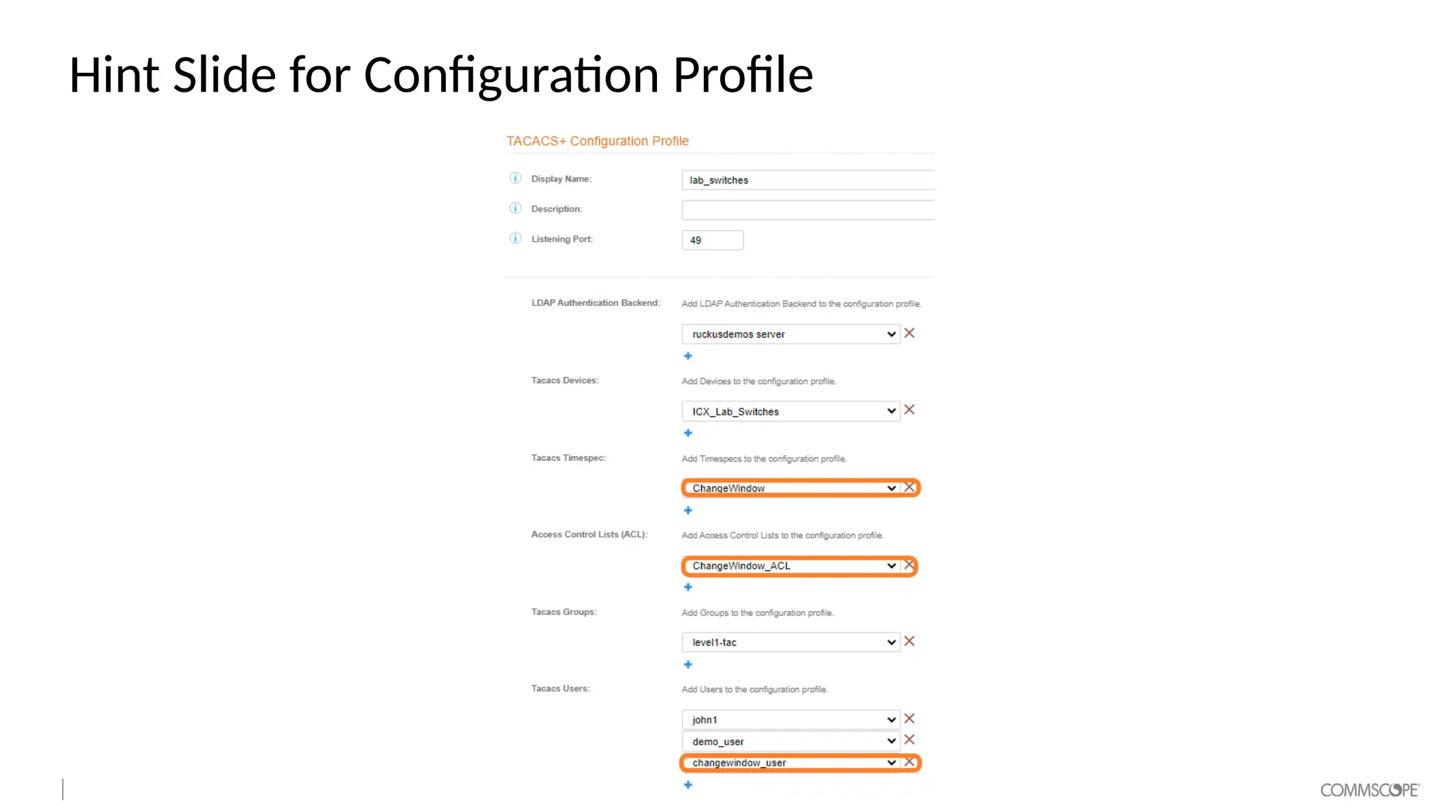Hint Slide for Configuration Profile
 