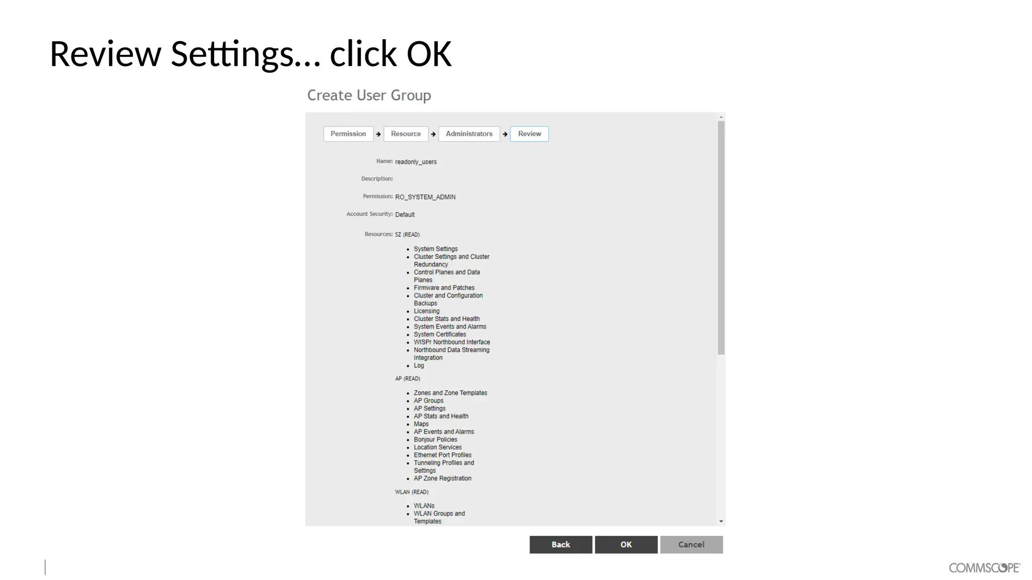 Review Settings… click OK
 
