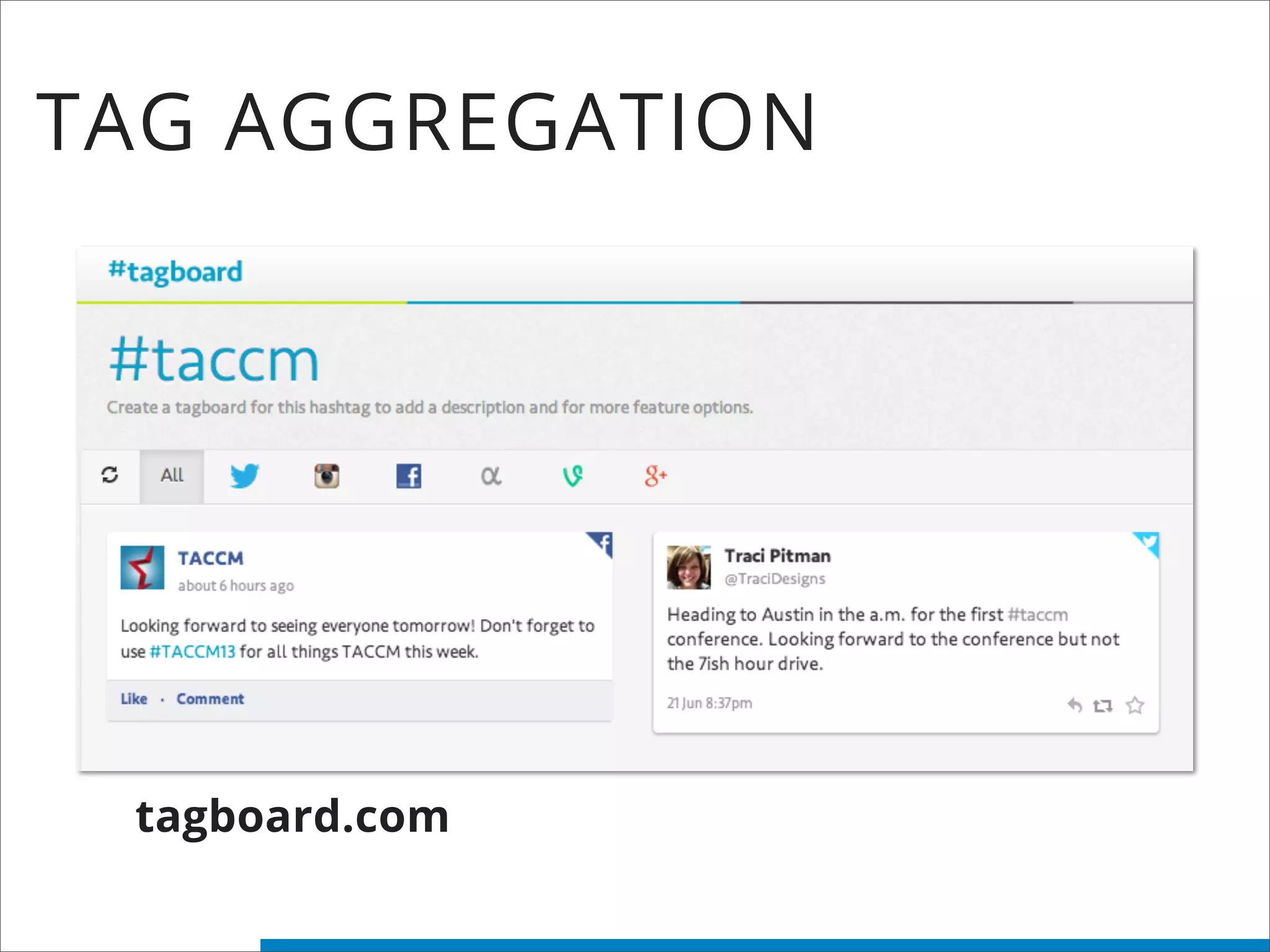 TAG AGGREGATION
tagboard.com
 