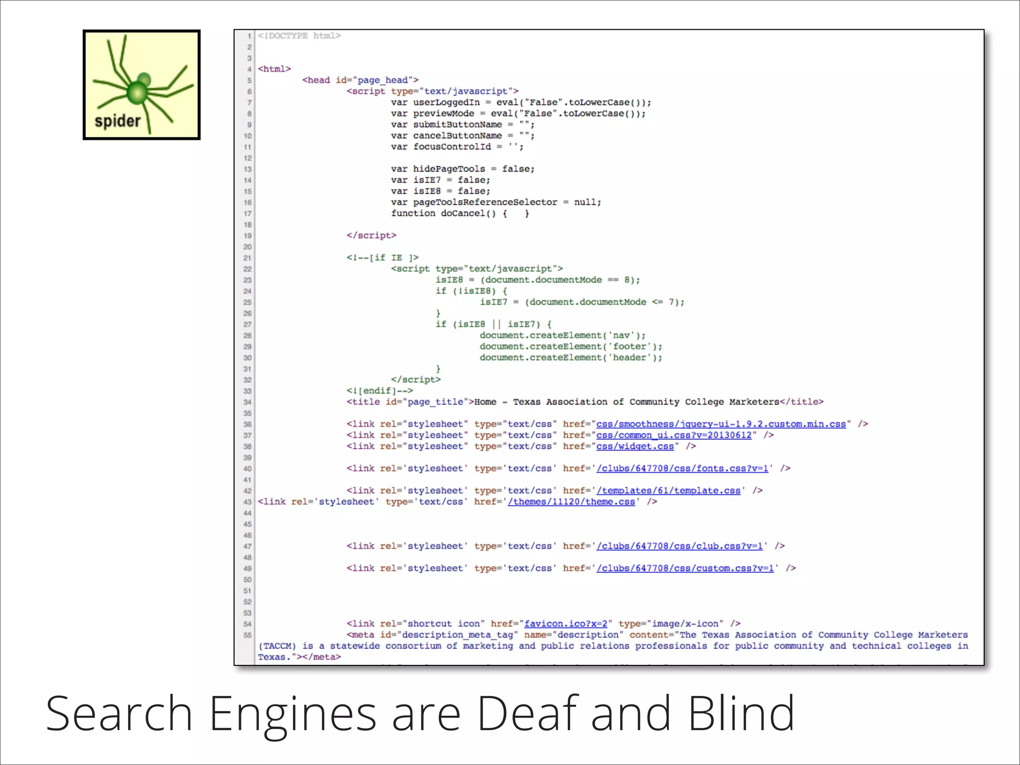Search Engines are Deaf and Blind
 