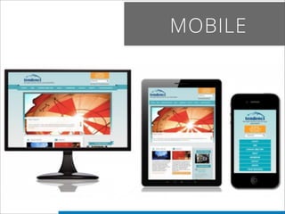 Separate Site/Pages Responsive Designvs.
Pros:
• Easier to add to existing
website
• Cost
• Full content
customization
Con...