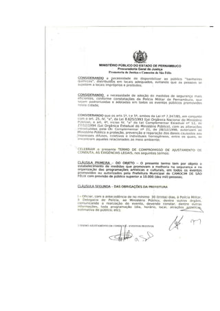 TERMO DE AJUSTAMENTO DE CONDUTA - EVENTOS