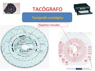 TACÓGRAFO
Tacógrafo analógico
    Registros manuales
 