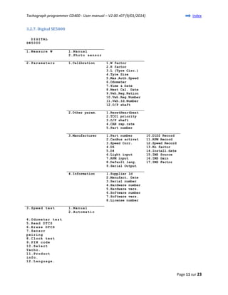 Tachograph CD400 programmer User Manual obdii365 | PDF