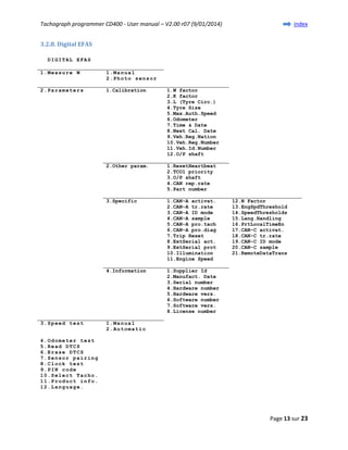 Tachograph CD400 programmer User Manual obdii365 | PDF