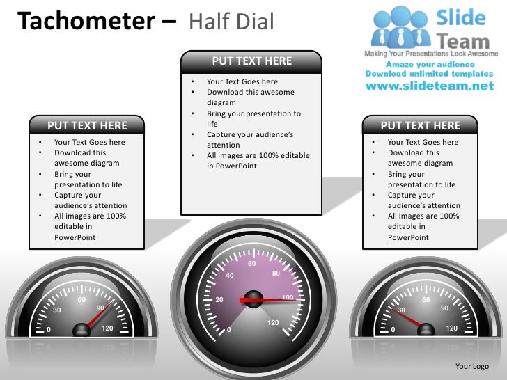 Tachometer half dial powerpoint presentation slides ppt templates