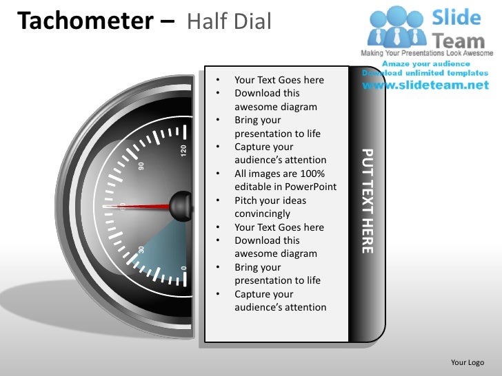 Tachometer half dial powerpoint presentation slides ppt templates