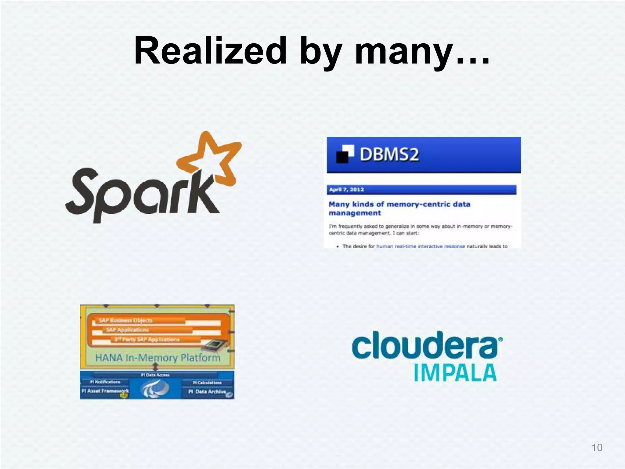 Realized by many…
10
 