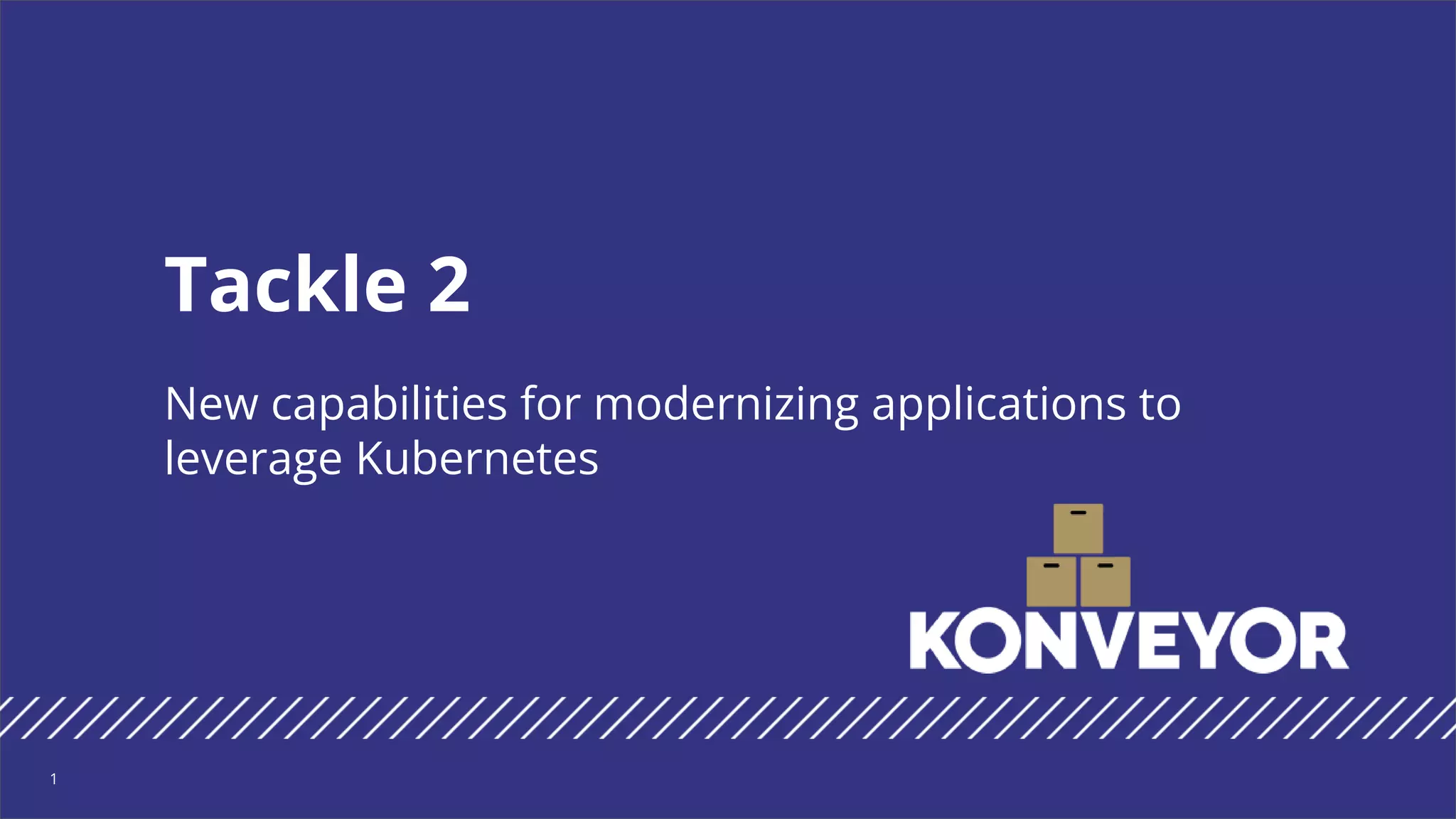 New capabilities for modernizing applications to
leverage Kubernetes
Tackle 2
1
 