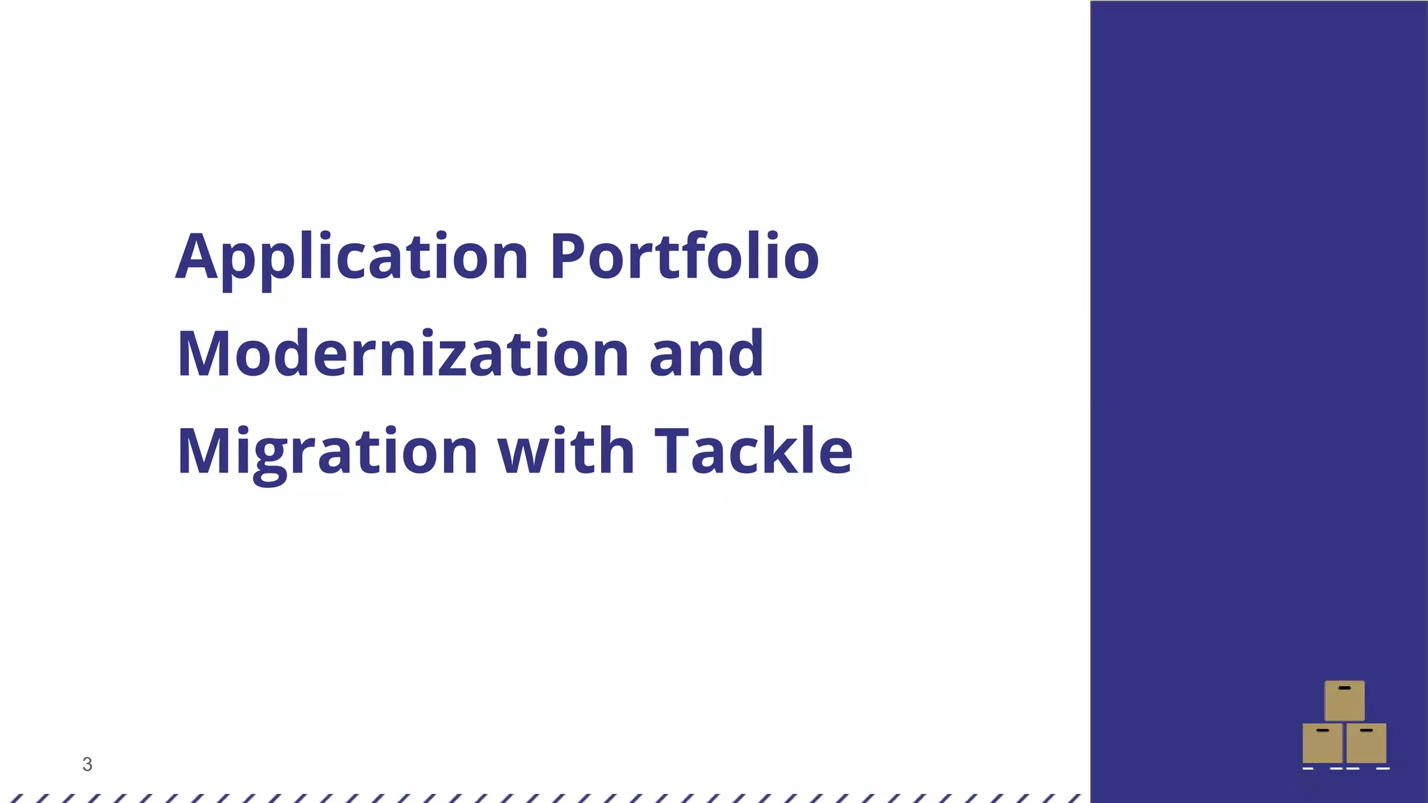 3
Application Portfolio
Modernization and
Migration with Tackle
 