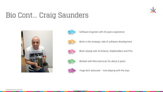 Classified as General
Bio Cont… Craig Saunders
© Kindred Group plc 2022
01 Software Engineer with 26 years experience
02 W...