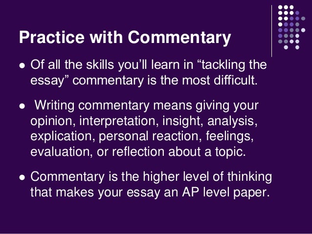 commentary in an essay