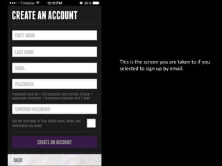 This is the screen you are taken to if you
selected to sign up by email.
 