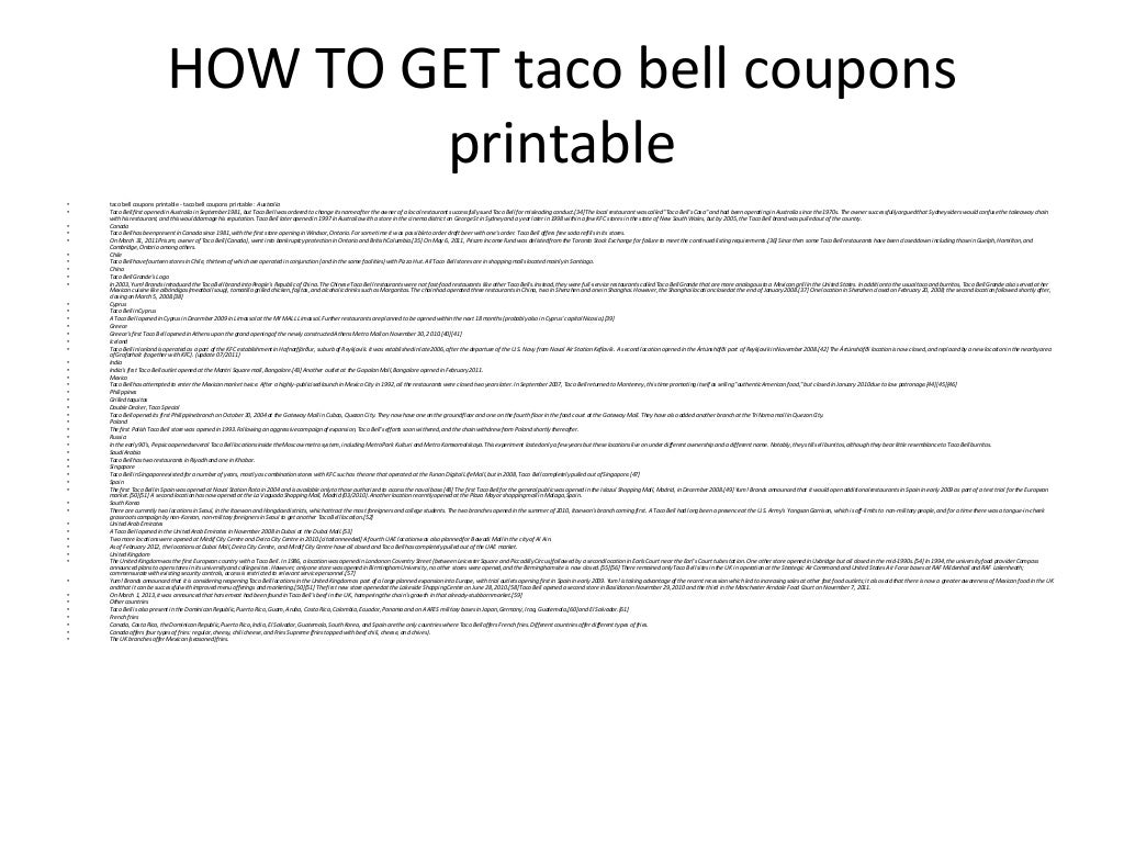 Taco bell coupons printable