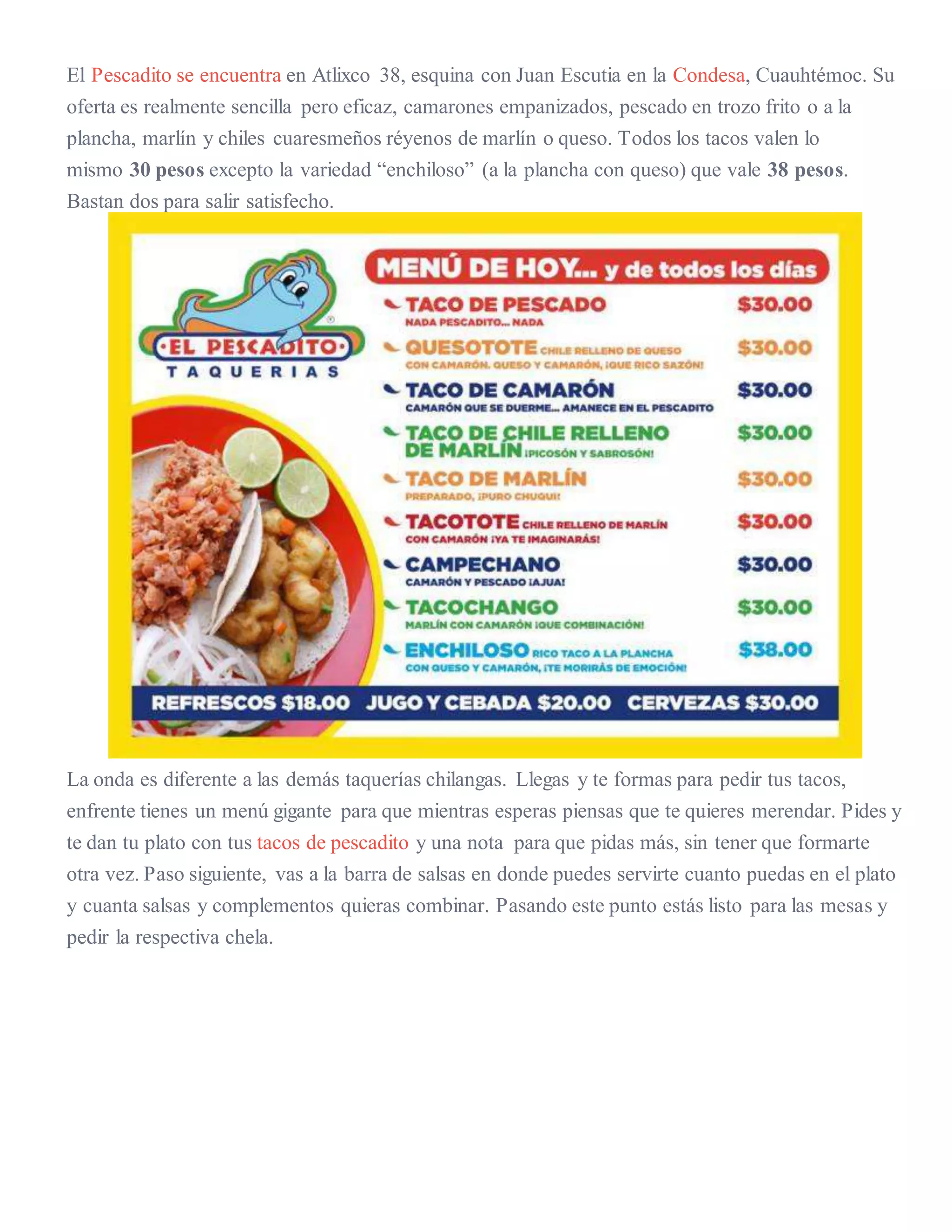 Tacos el pescadito en la condesa sld