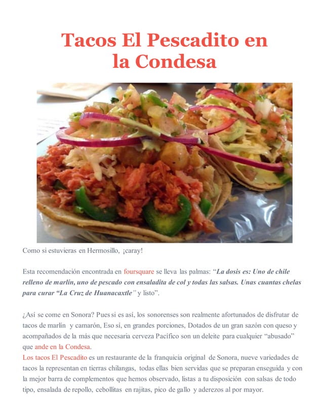 Tacos el pescadito en la condesa sld PDF