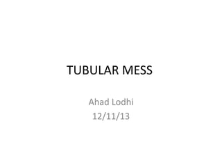 TUBULAR MESS
Ahad Lodhi
12/11/13

 