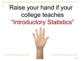 Raise your hand if your college teaches  “Introductory Statistics” 