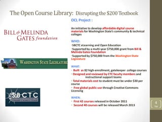 TheOpenCourseLibrary: Disruptingthe$200Textbook
OCL Project :
An initiative to develop affordable digital course
materials...
