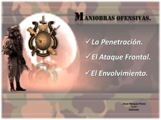 La Penetración.
El Ataque Frontal.
El Envolvimiento.
Jhoan Márquez Flores
Capitán
Instructor
 