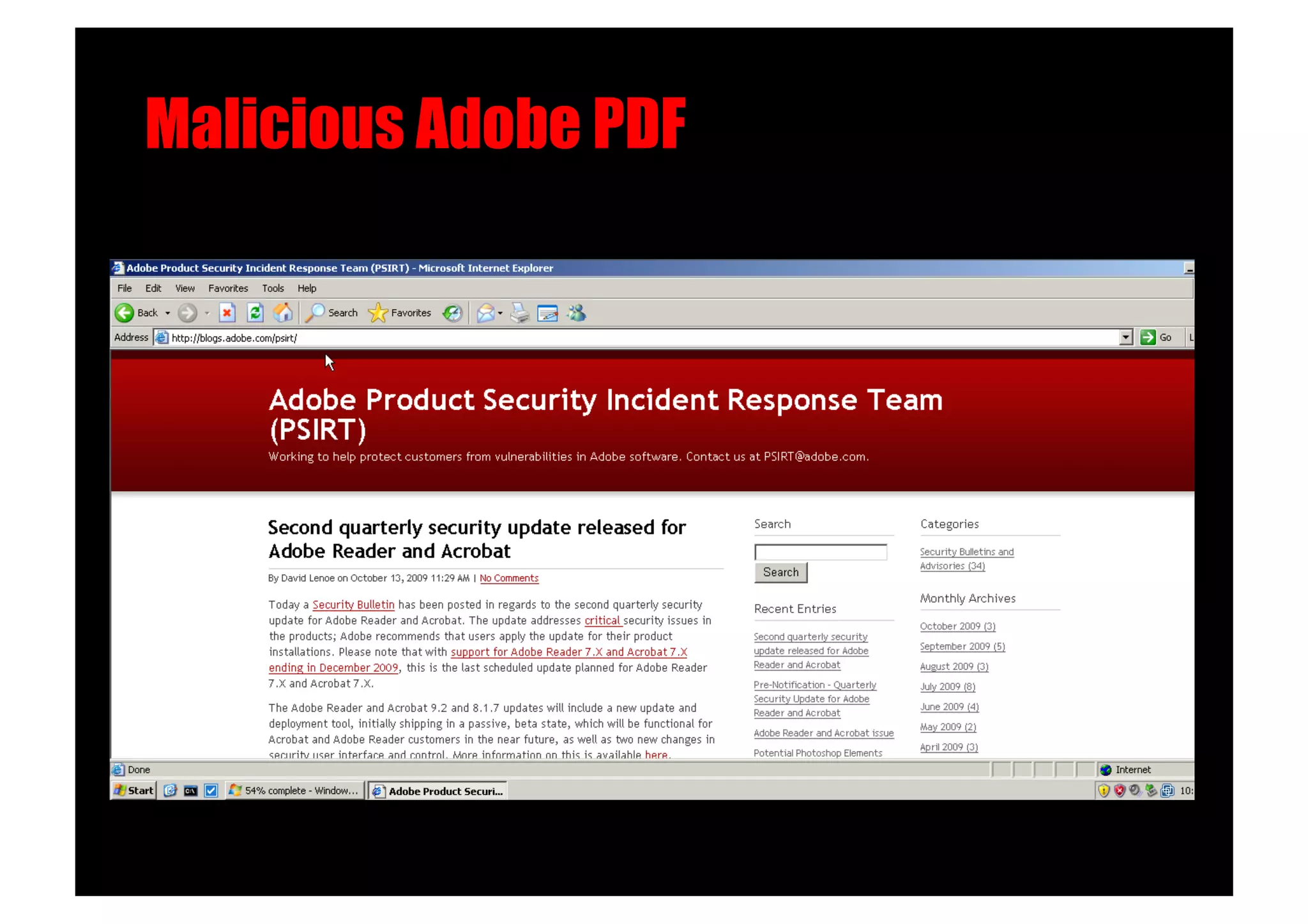 Malicious Adobe PDF!
 