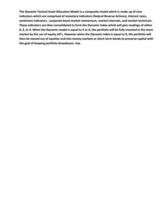 Dynamic Tactical Asset Allocation Strategy | PDF