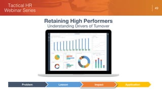 49
Retaining High Performers
Understanding Drivers of Turnover
ApplicationImpactLessonProblem
 