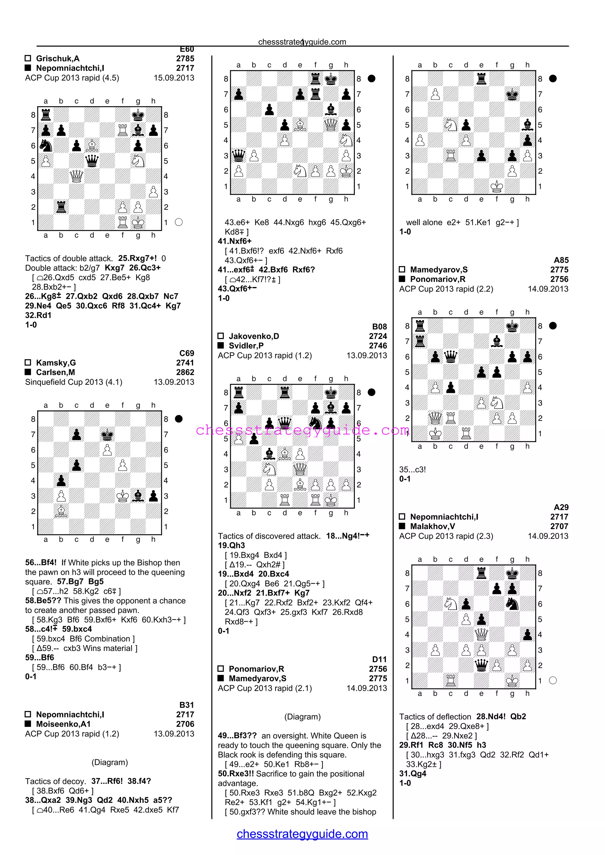 Grandmaster Tactical Puzzles from ACP Cup 2013