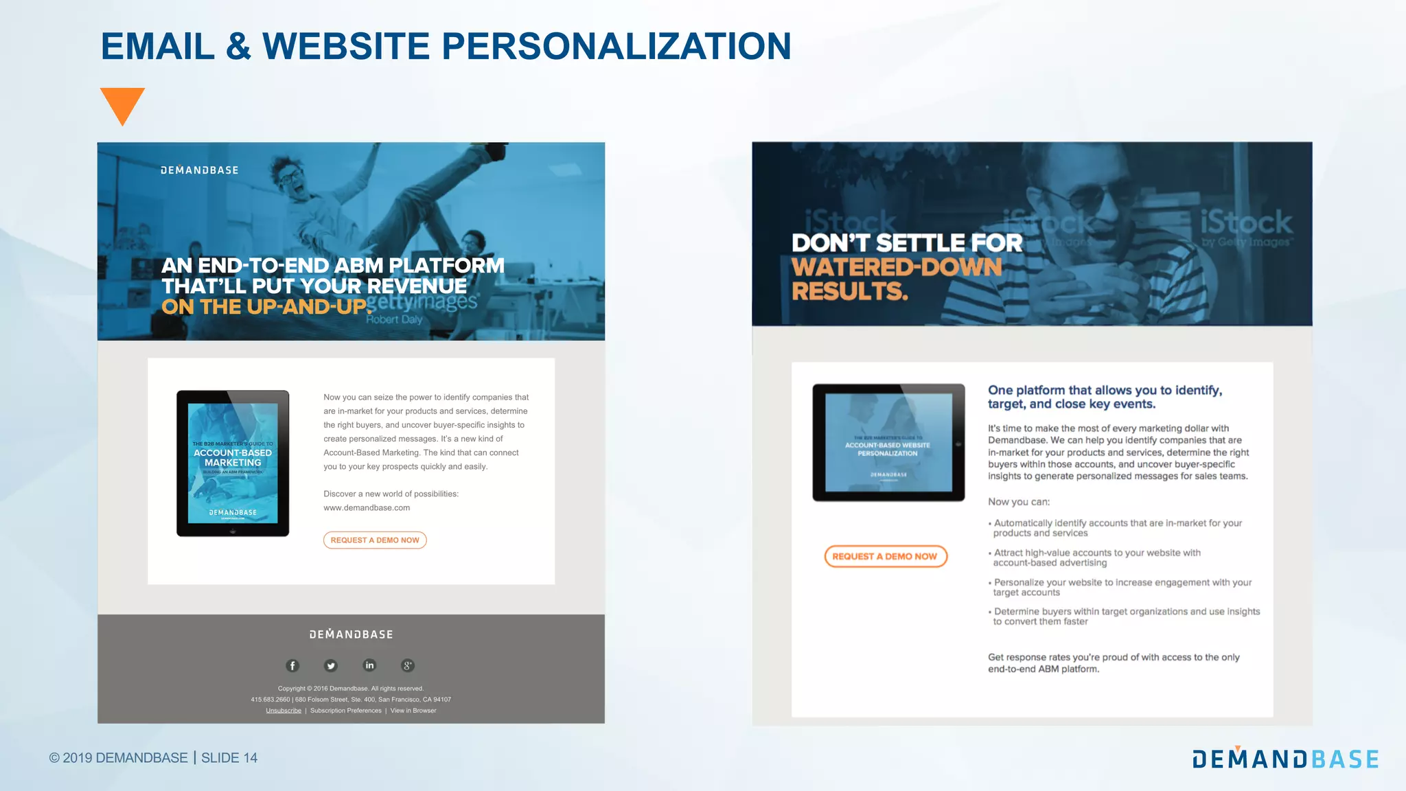 © 2019 DEMANDBASE｜SLIDE 14
EMAIL & WEBSITE PERSONALIZATION
 