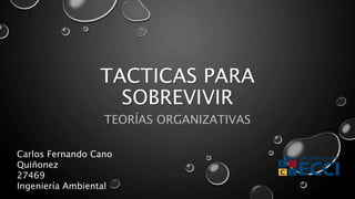 TACTICAS PARA
SOBREVIVIR
TEORÍAS ORGANIZATIVAS
Carlos Fernando Cano
Quiñonez
27469
Ingeniería Ambiental
 