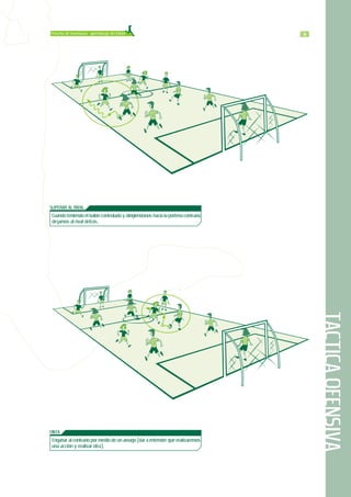 TACTICAOFENSIVA
3355Proceso de enseñanza - aprendizaje del fútbol
SUPERAR AL RIVAL
Cuando teniendo el balón controlado y dirigiéndonos hacia la portería contraria
dejamos al rival detrás.
FINTA
Engañar al contrario por medio de un amago (dar a entender que realizaremos
una acción y realizar otra).
 